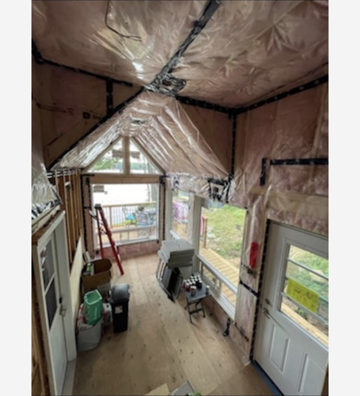 Sunroom insulation and vapour barrier in progress